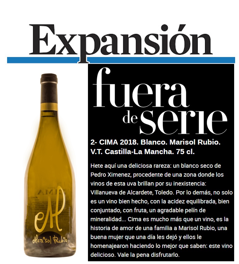 “Fuera de Serie” del periódico “Expansión” elije el vino de Bodegas Marisol Rubio
